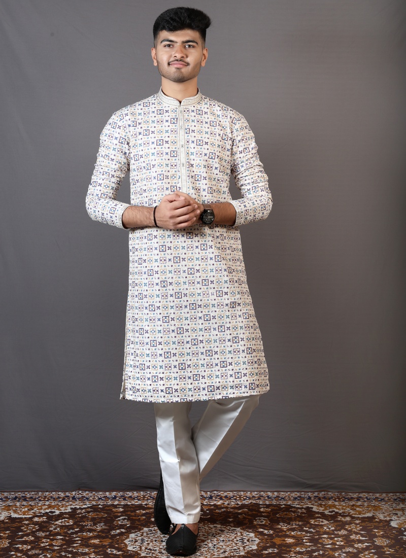 Shop Multicolor Lakhnavi Wedding Wear Kafni Pajama Online UAE KF240881